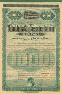 Philadelphia City Passenger Railway Co. - $1,000